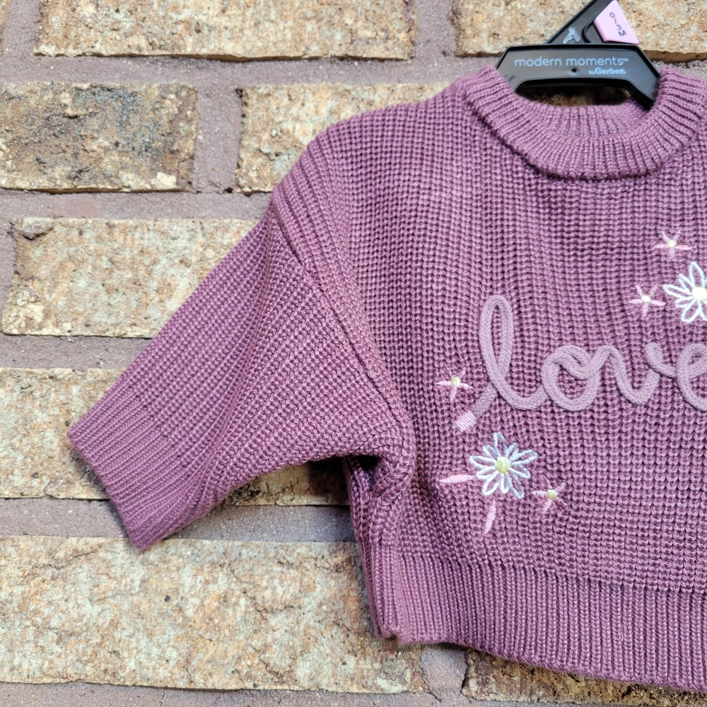 Modern Moments By Gerber Knit Sweater in Mauve Size 0-3 Months New With Tags - Picture 4 of 7